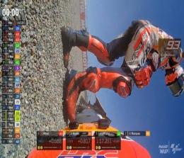 Marc Marquez jatuh di Sirkuit Motegi saat pemanasan jelang race MotoGP Jepang 2022.(foto: int)